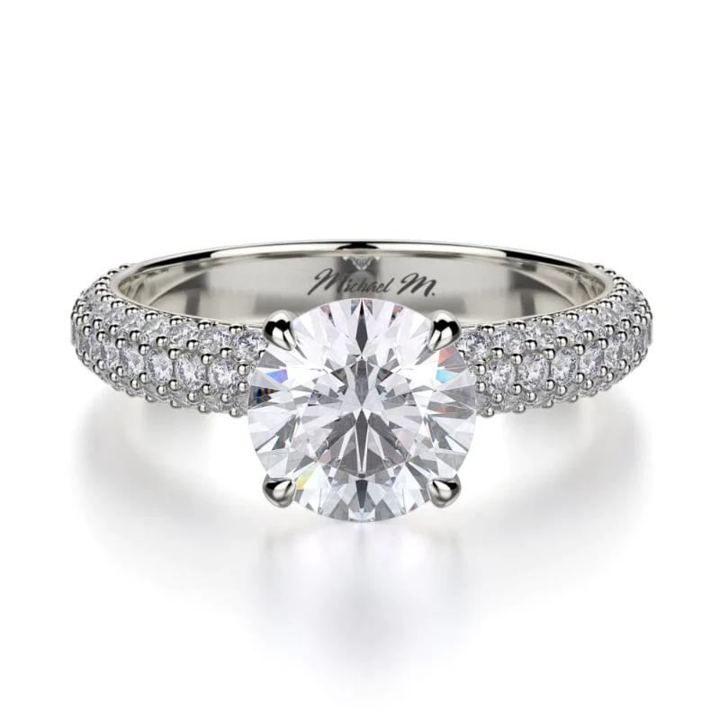 Michael M  Semi-Mount White Gold Round Engagement Ring 1.5